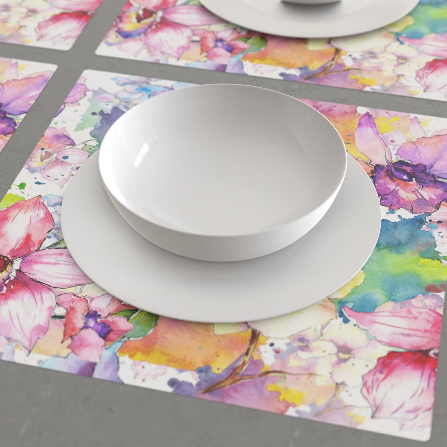 Watercolor Flowers 12.5''12.5'' Disposable Paper Placemats, Set of 24