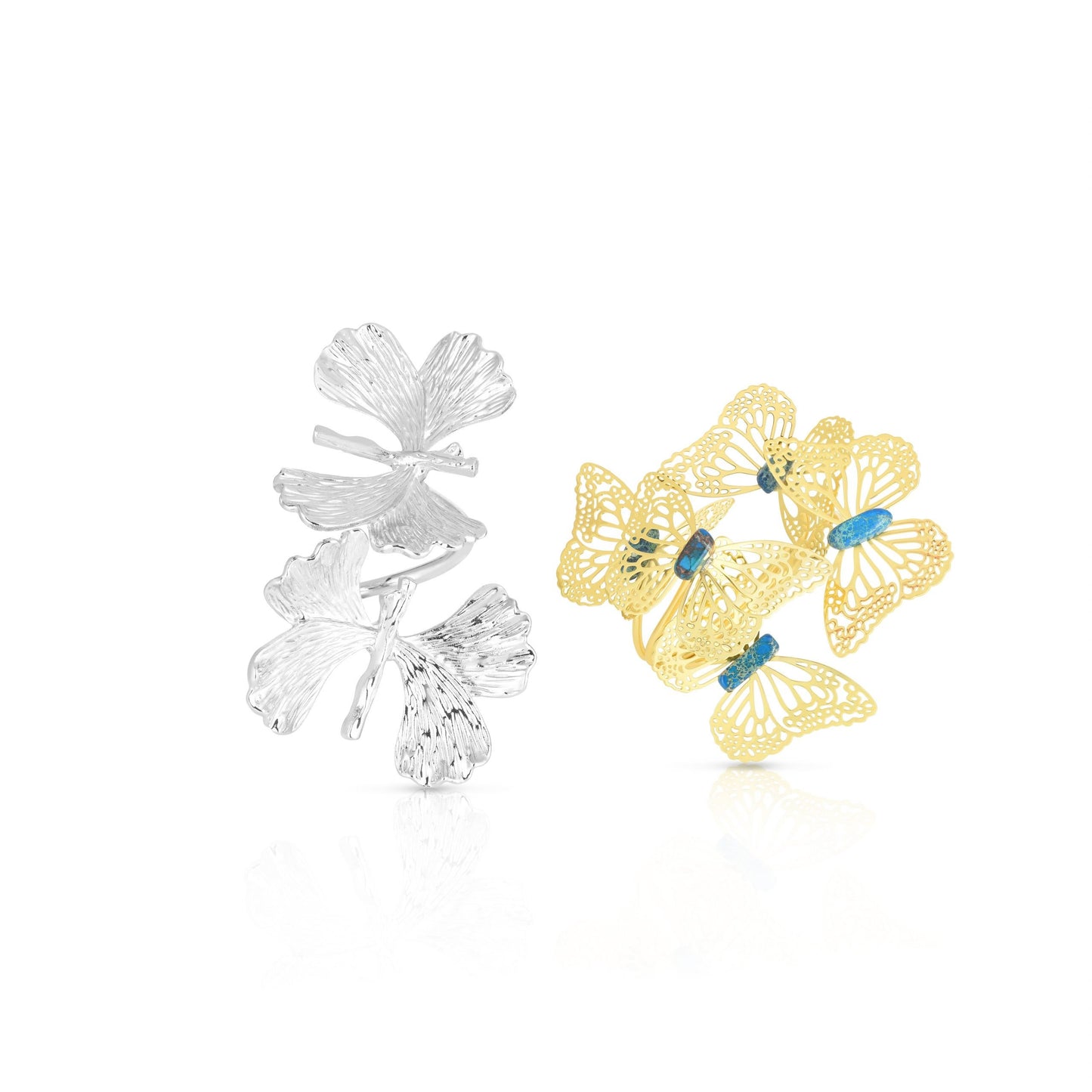 Butterfly Party in Gold Napkin Rings, set of 4