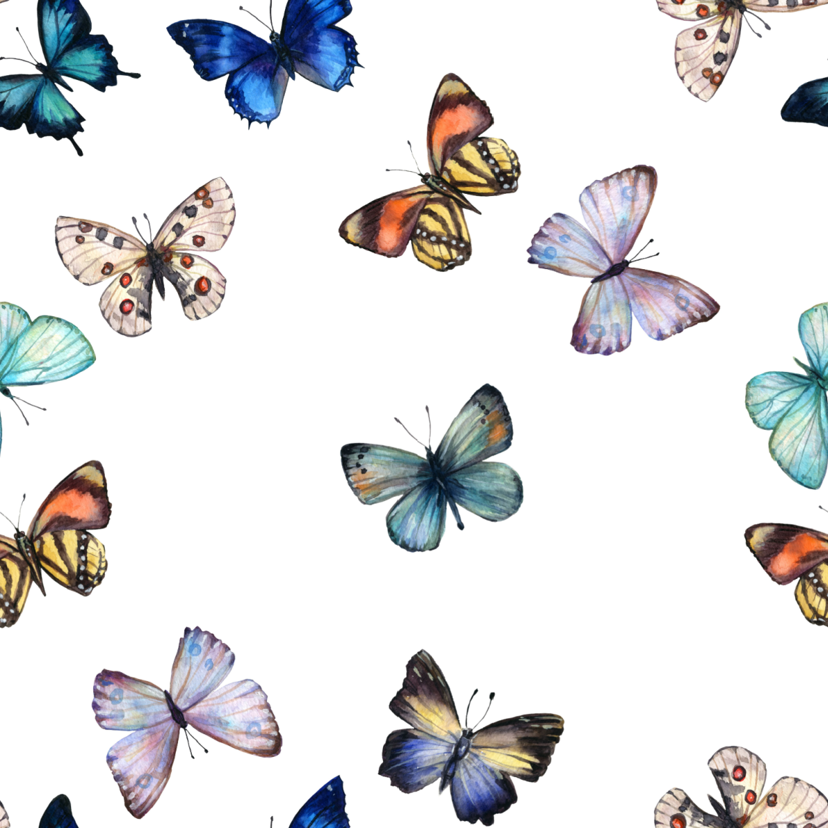 Watercolor Butterflies 12.5''12.5'' Disposable Paper Placemats, Set of 24