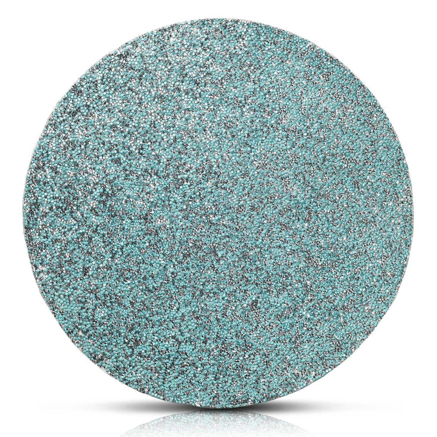 Aqua Blue / Silver Crystal Sparkly 14'' Round Placemats/ Chargers, Set of 2