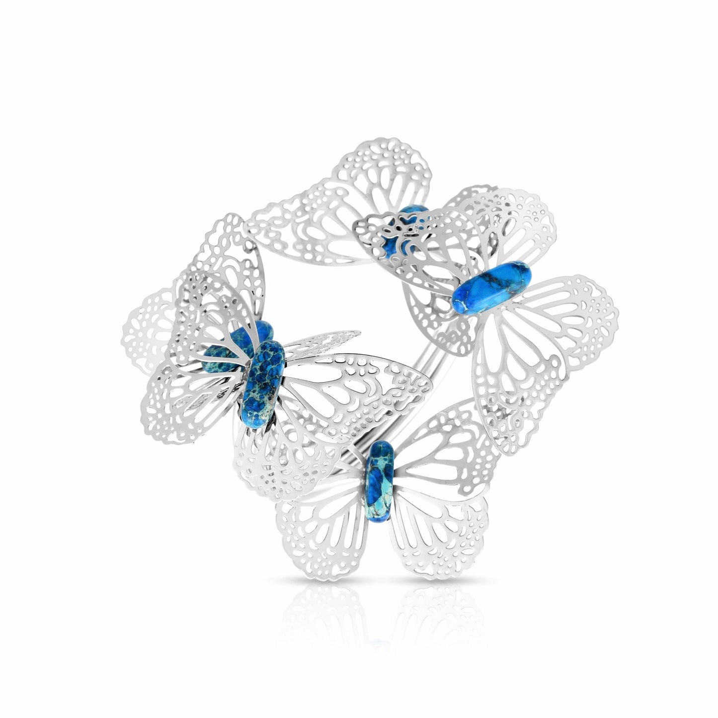 Butterfly Party Silver Napkin Rings, set of 4