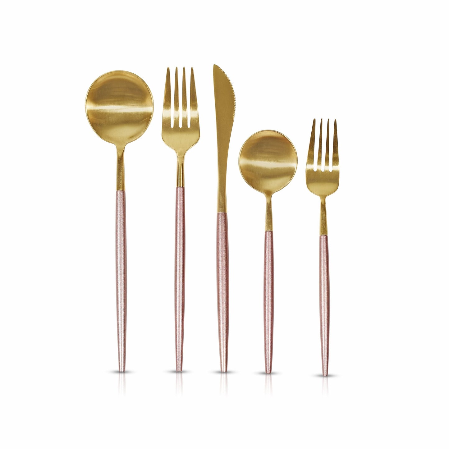 Modern Pink-Gold Silverware, 60 pc set, service for 12 people